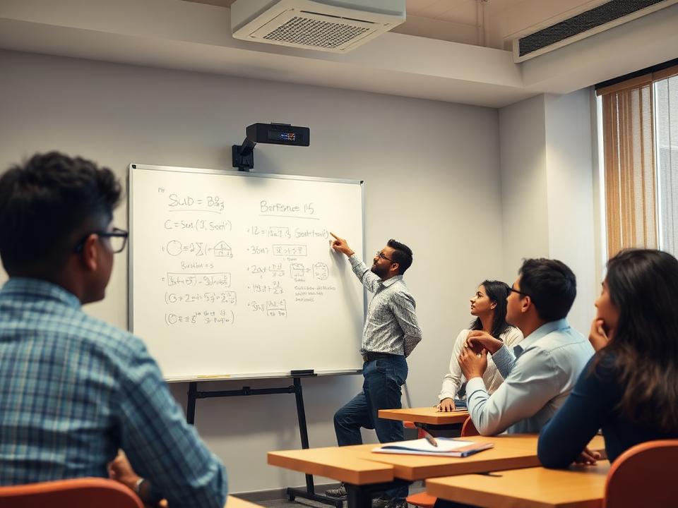 A Teach Nation faculty member teaching mathematics to senior secondary students